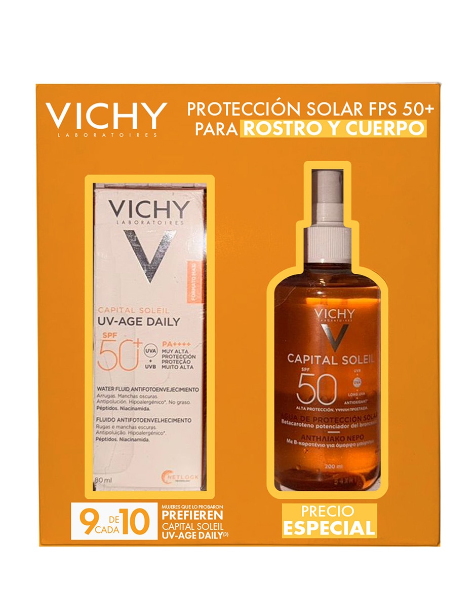 Kit de protector solar FPS 50+ capital soleil UV + agua solar bronceadora 80 ml 5