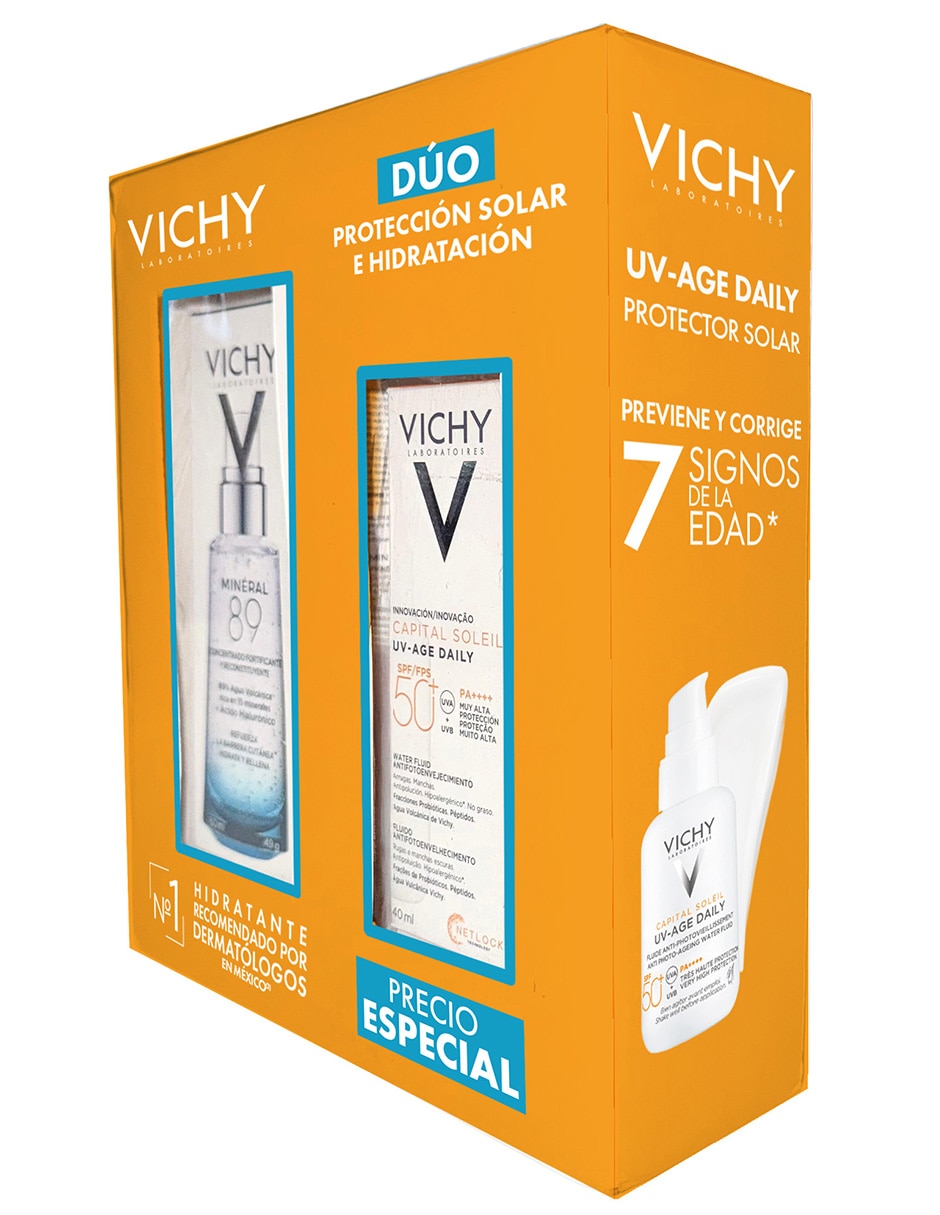 Kit de protector solar FPS 50+ UV Age Daily + Mineral 89 Booster Capital Soleil 3