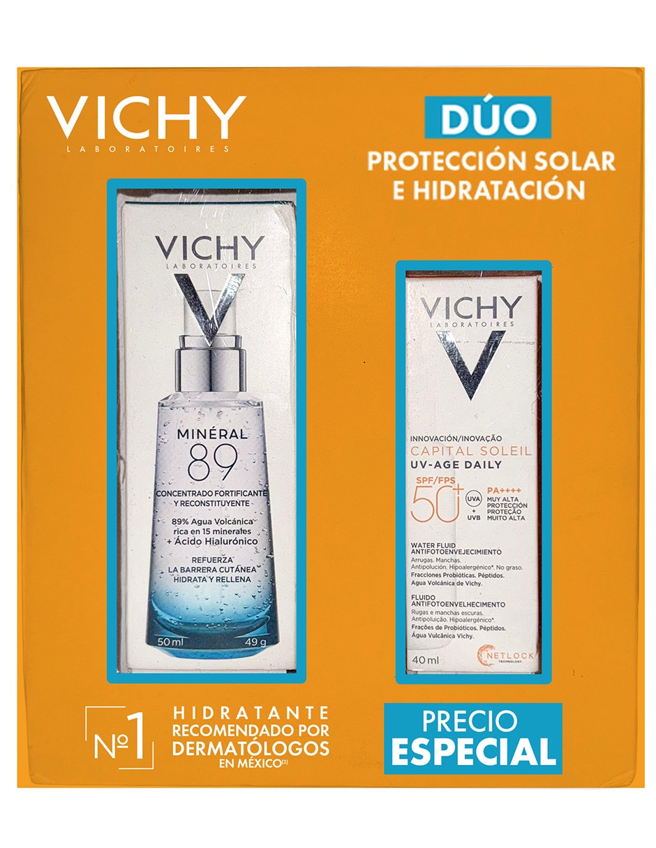 Kit de protector solar FPS 50+ UV Age Daily + Mineral 89 Booster Capital Soleil 4