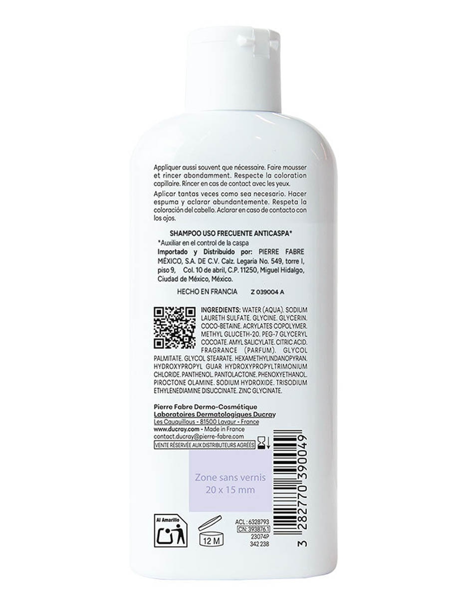 Shampoo dermatológico caspa grasa para cabello graso kelual elution ducray 200 ml 5