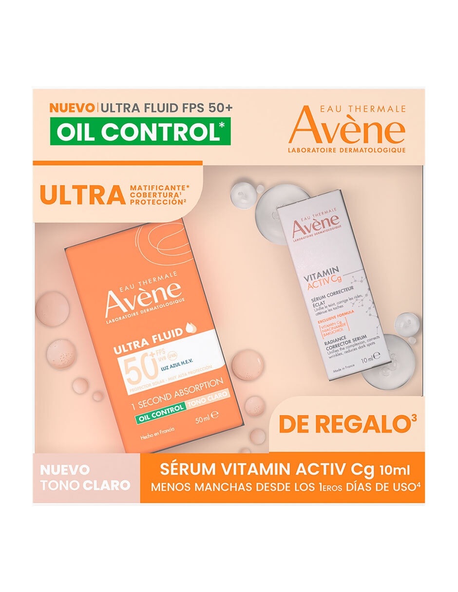 Protector solar FPS 50+ ultra fluido oil control + mini suero vitamin Cg  60 ml 2