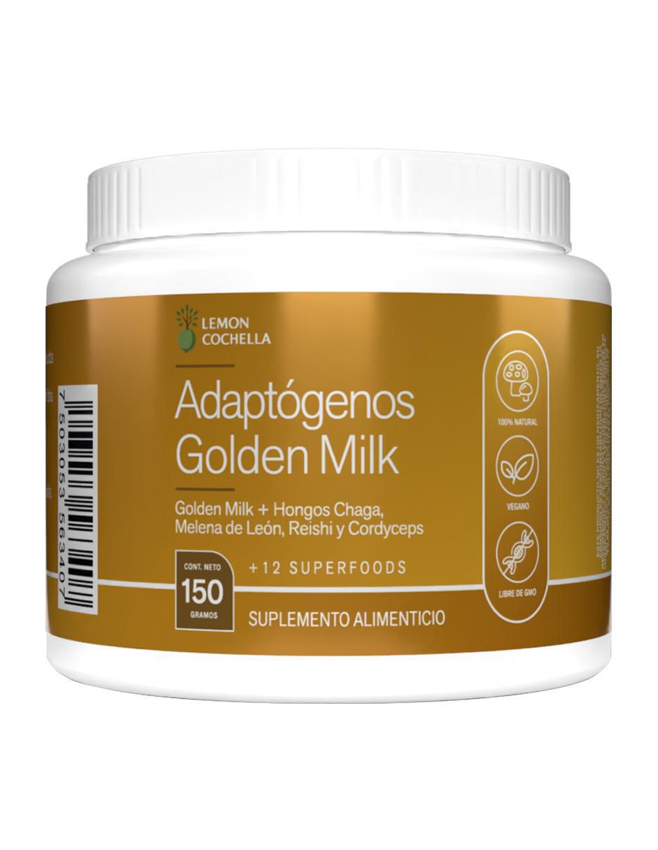 Adaptógenos Golden Milk con hongos chaga, melena de león, reishi y cordyceps sabor original de 150 g
