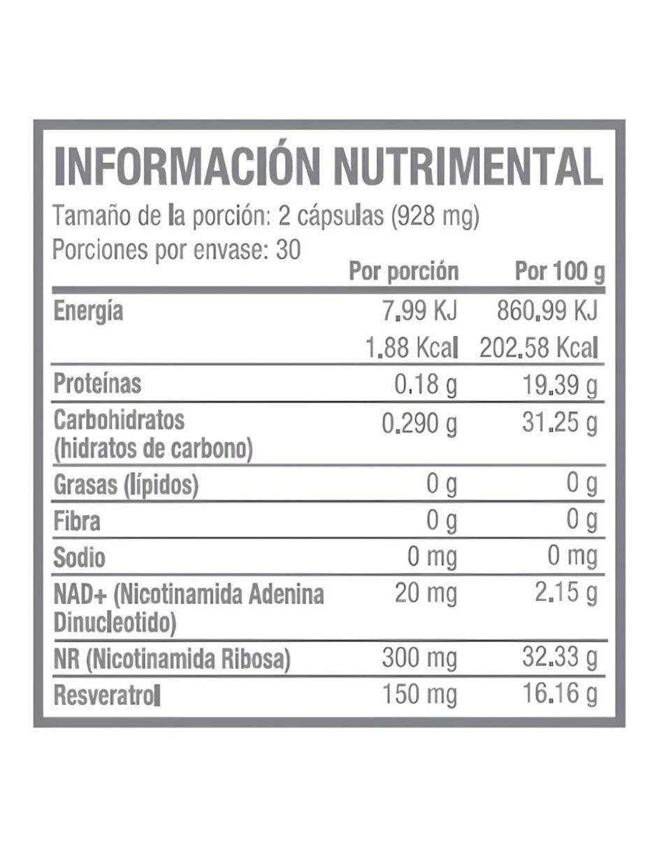 Nad+ Nr y Resveratrol de 60 Cápsulas 2