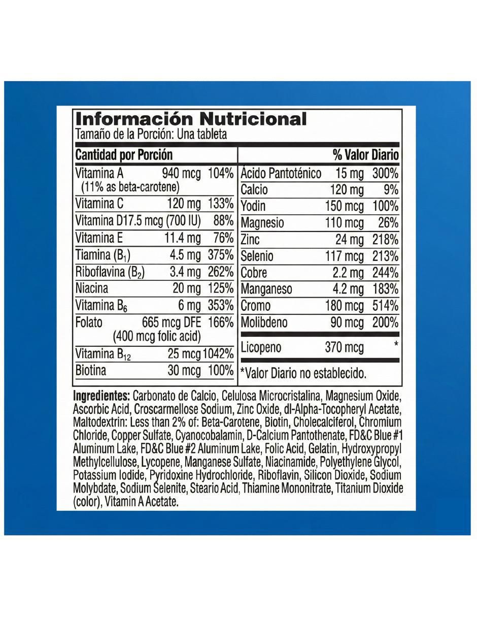 Hombres 50+ Multi vitamina tabletas para hombre 4