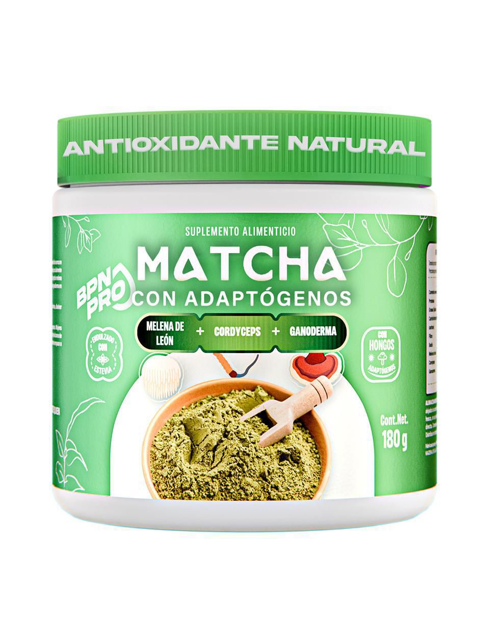 Matcha Con Adaptógenos con hongo reishi, melena de león y rodhiola rosea sabor matcha de 180 g