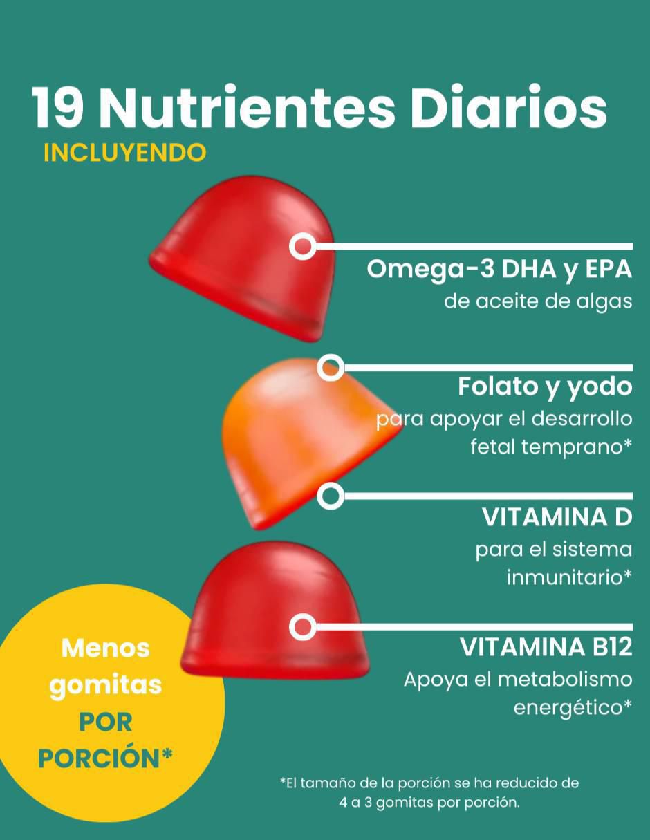 Prenatal Plus Multi and Omegas con multivitaminico sabor frutal de 90 gomitas 2