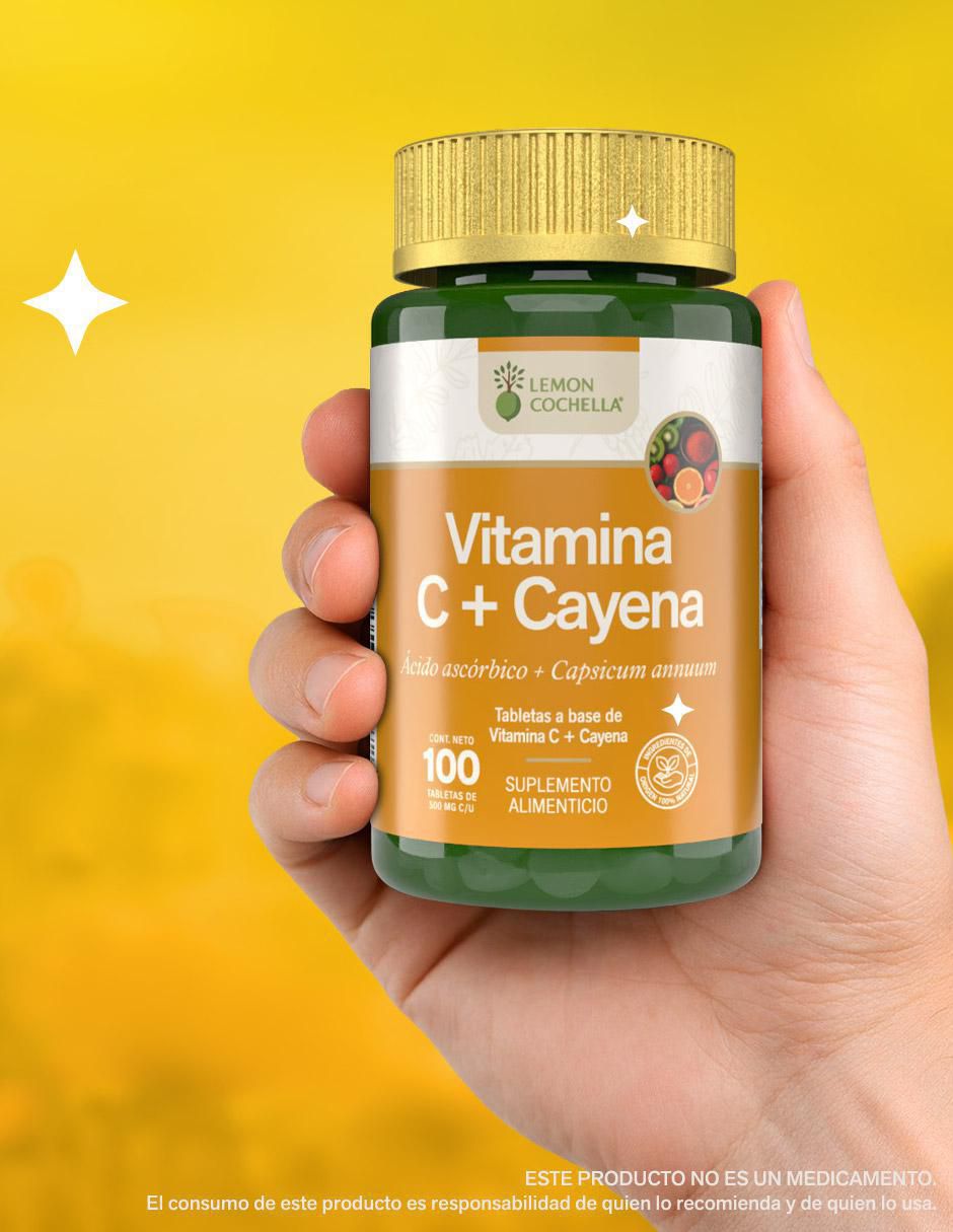 Vitamina C + Cayena de 100 tabletas 4