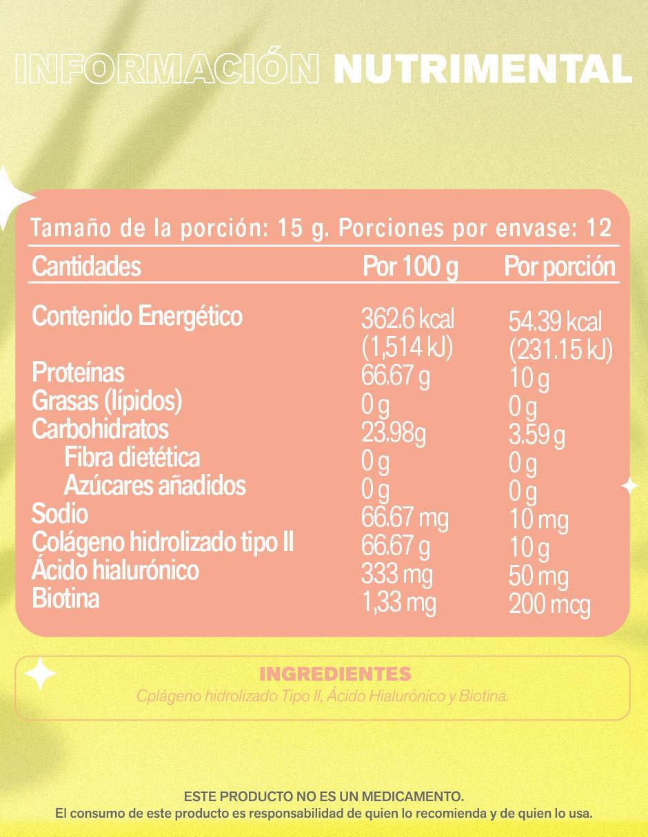 Pure Colagin con colágeno hidrolizado tipo II sabor natural de 190 g 2