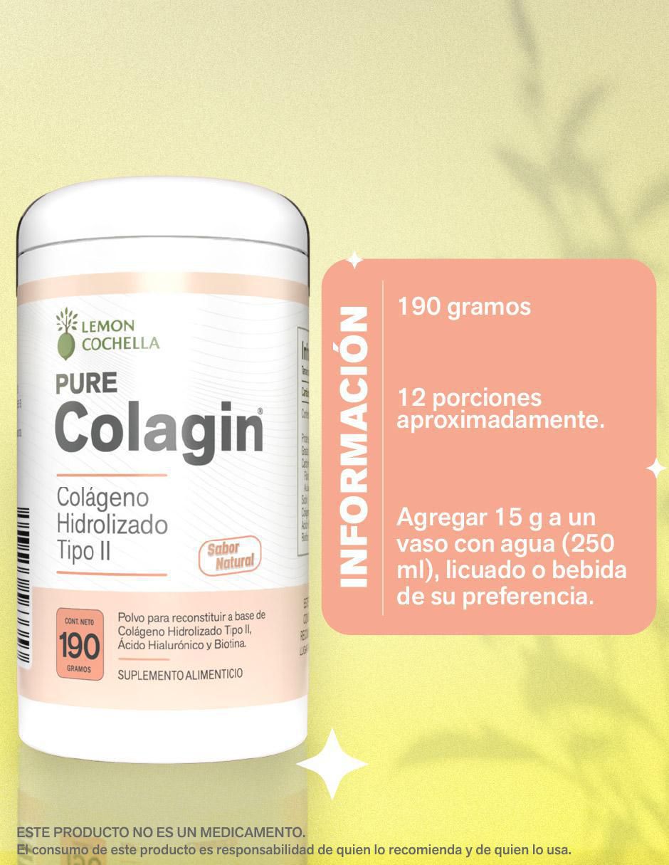Pure Colagin con colágeno hidrolizado tipo II sabor natural de 190 g 4