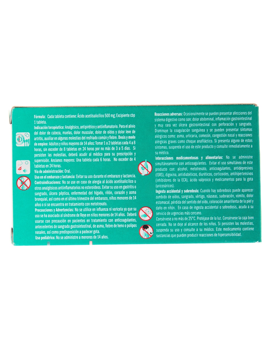 Tabletas para dolor de cabeza y migrañas Aspirina 2