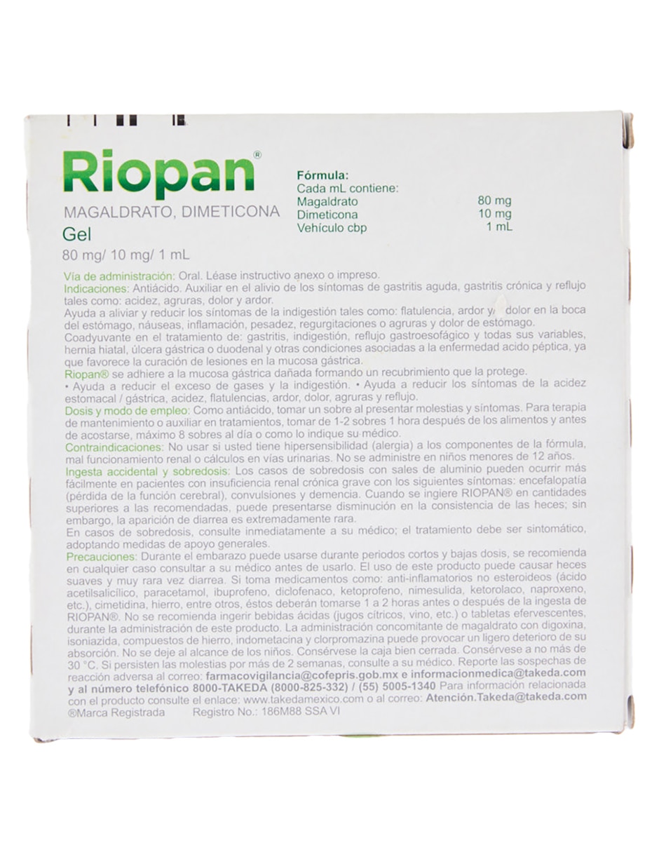 Gel para malestar estomacal Riopan 3