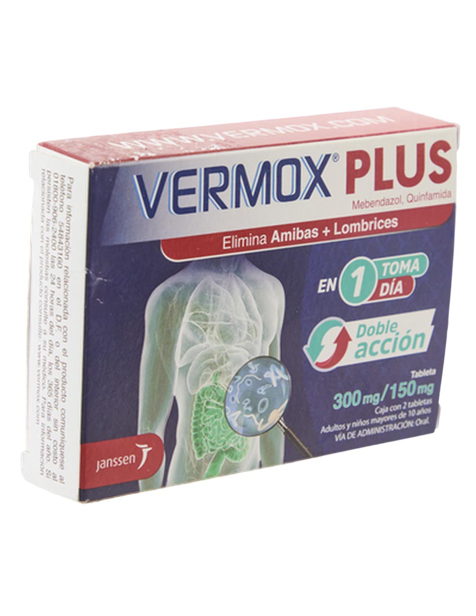 Tabletas para malestar estomacal Vermox Plus 2