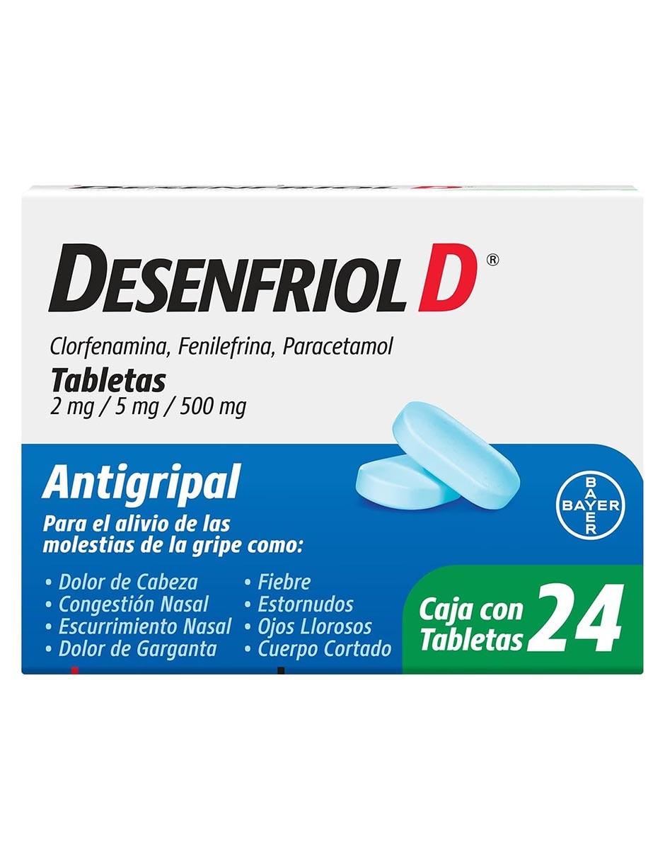 Tabletas para gripe y tos Desenfriol D