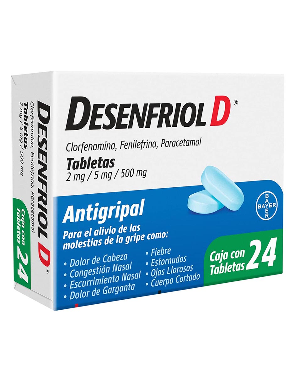 Tabletas para gripe y tos Desenfriol D 2