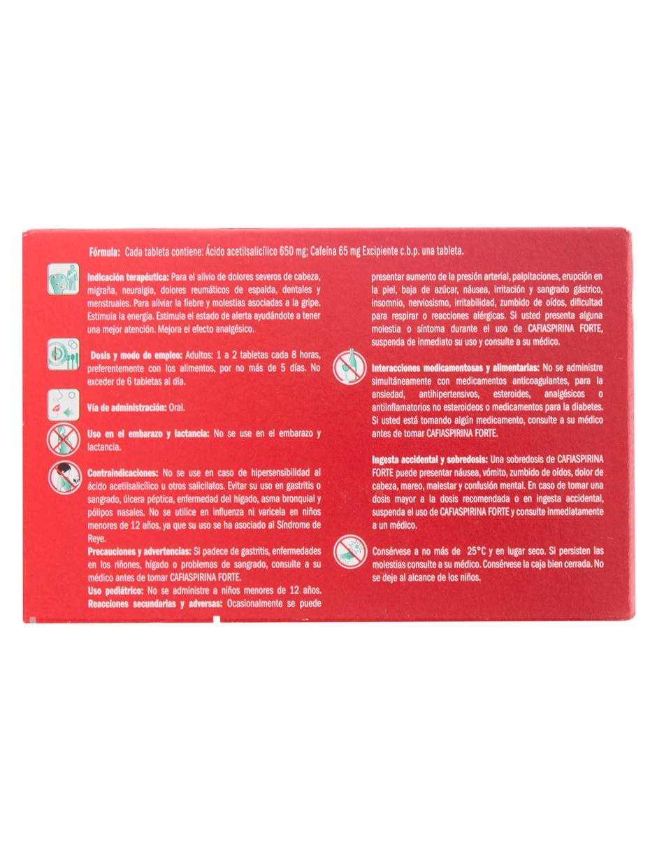 Tabletas para dolor de cabeza y migrañas Cafiaspirina Forte 2