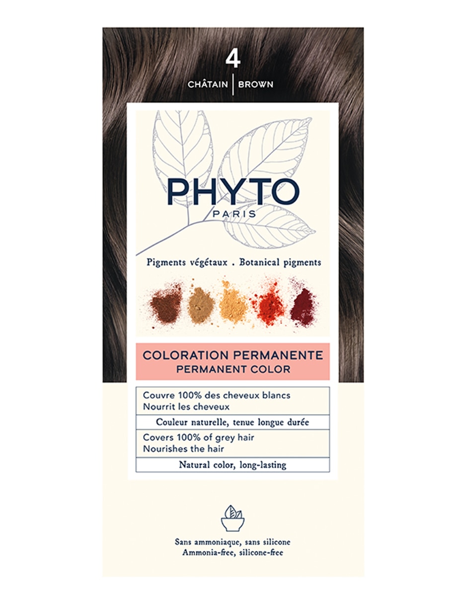 Tinte para cabello Coloration Permanente Botanical Pigments tono 4 Castaño medio
