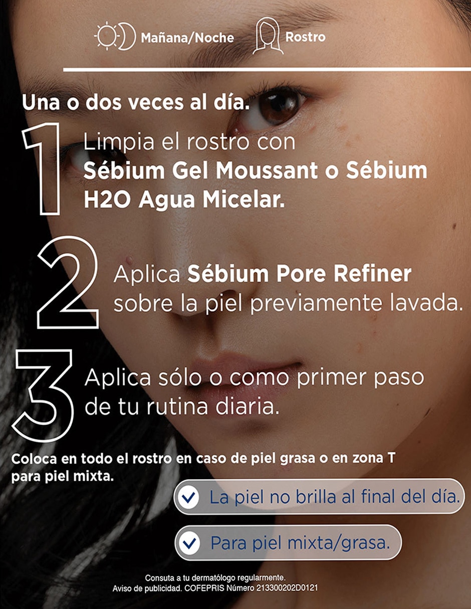 Crema facial recomendada para acné de día y noche Sébium Pore Refiner para piel mixta y grasa 7