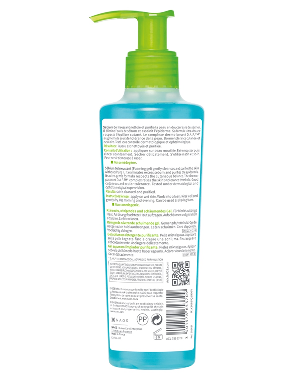 Limpiador facial sébium gel moussant Bioderma para purificar 2